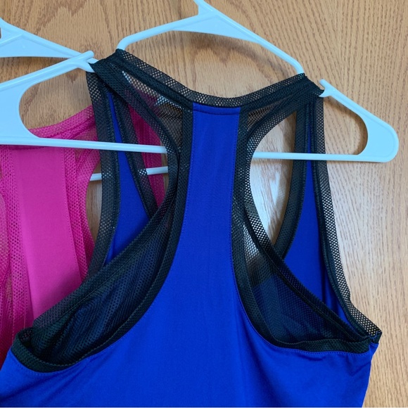Fabletics Maxi Dress Racerback Mesh Size Small Blue Pink - Picture 9 of 15